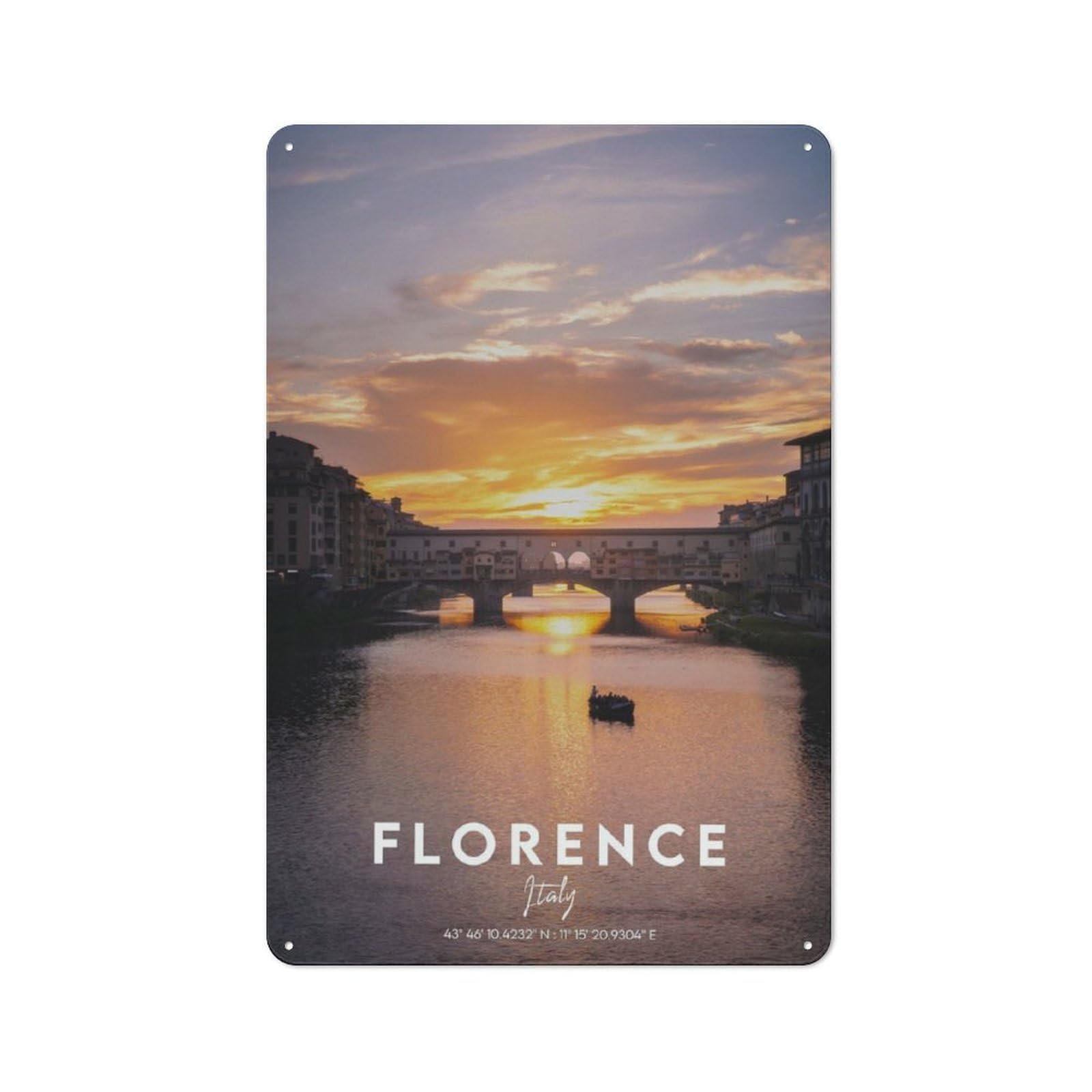 Junmoney Florence Metal Sign 30X20cm With For Workshop Wall, Retro Decor, For Garage, Workshop And Man Cave Decoration
