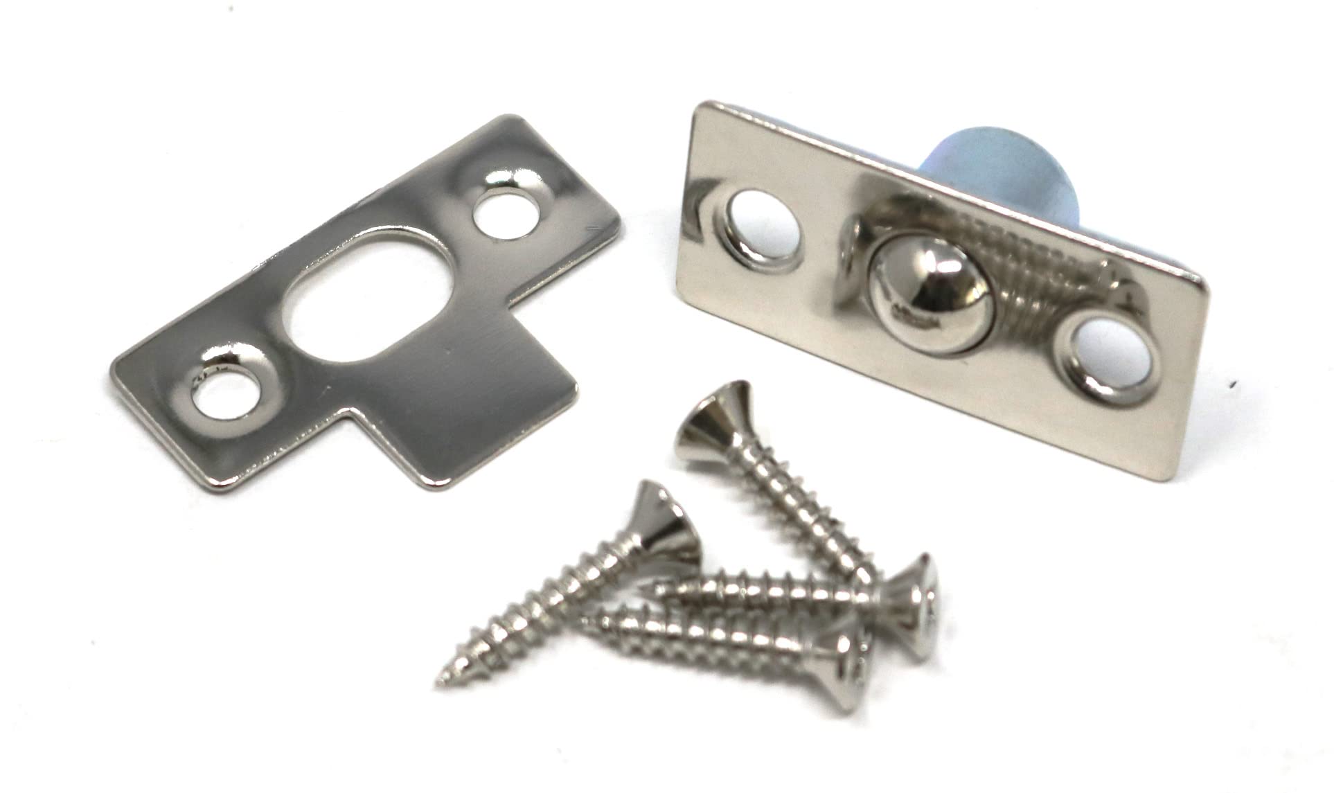 fiXte Bales Tubular Ball Roller Bolt Spring Cupboard Cabinet Door Catch Nickel Plated Plates 13mm (Pack of 1)