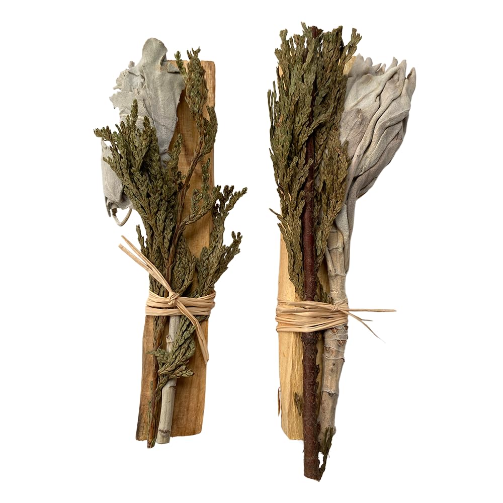 VIE Mini Smudge Cluster, White Sage with Palo Santo and Cedar 4", Pack of 2