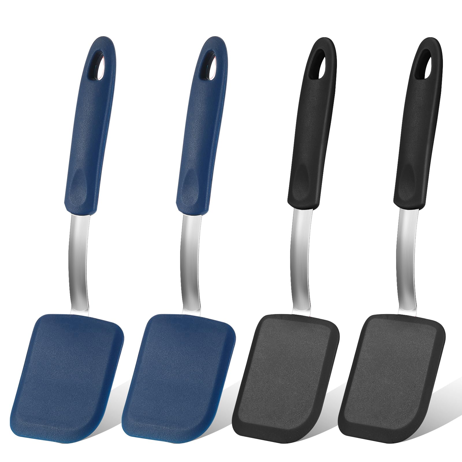 Gejoy 4 Pcs Silicone Cookie Spatula Turner Mini Brownie Spatula Flexible Silicone Spatulas Nonstick Cookware Heat Resistant No Scratch Flipper Baking