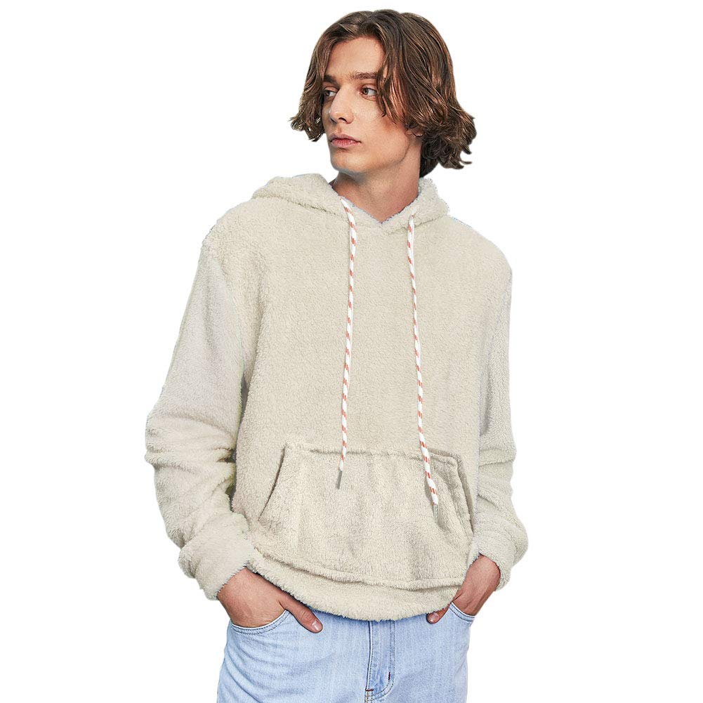 Zaful Men S Fuzzy Hoodie Unisex Color Block Sherpa Pullover