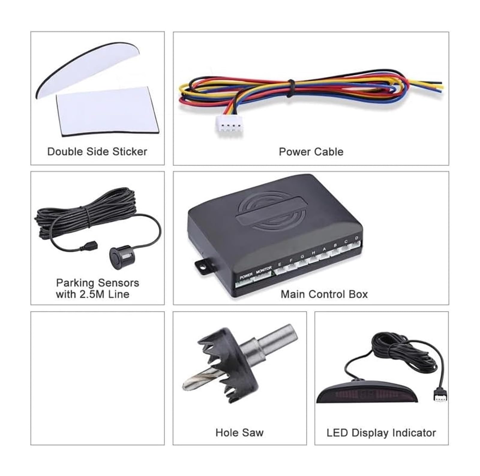 Kit Sensor Aparcamiento Parktronic Radar Marcha Atrás Trasero para Coche Pantalla Retroiluminada 8 Pulgadas Detector 12 V Sensor De Aparcami(Azul)