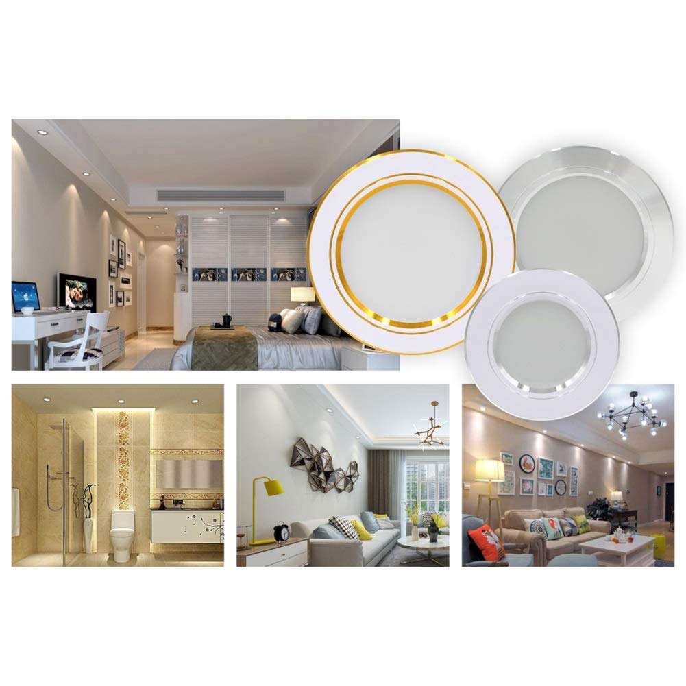 Chillers Focos empotrables LED Planos no Regulables 230V Blanco cálido Juego de 10 focos empotrables LED focos de baño focos LED para salón baño (Color : Gold, Size : Warm White 12w)
