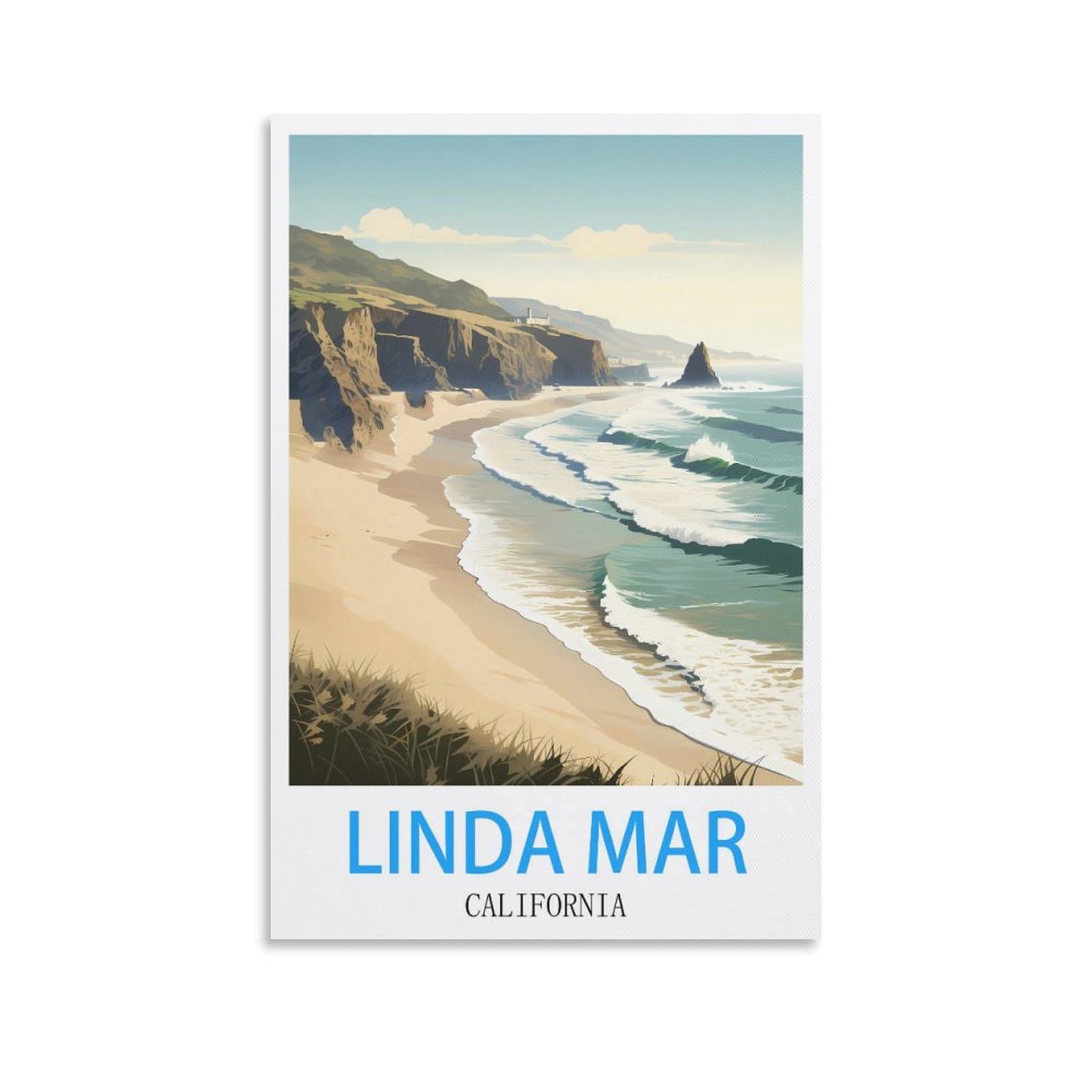 Vintage Metal Tin Sign Linda Mar Californias Kitchen Bar Novelty Gift Metal Tin Wall Décor Sign 30x40cm