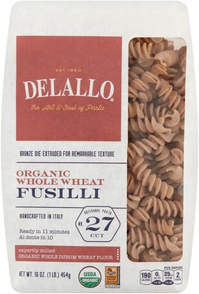 DeLallo, Fusilli No. 27, 100% Organic Whole Wheat Pasta, 16 oz (454 g)