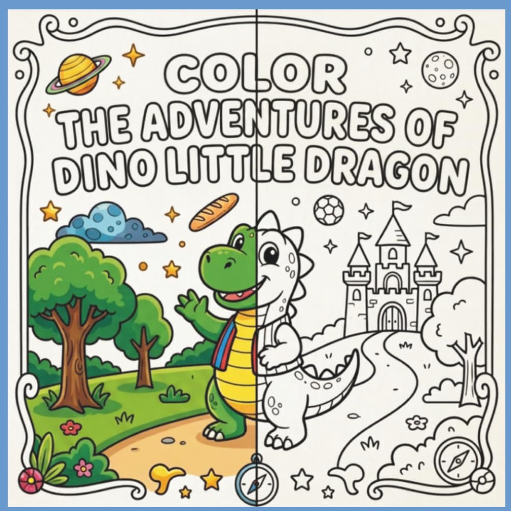 Coloring Book - The adventures of Dino Little dragon: Coloring Book