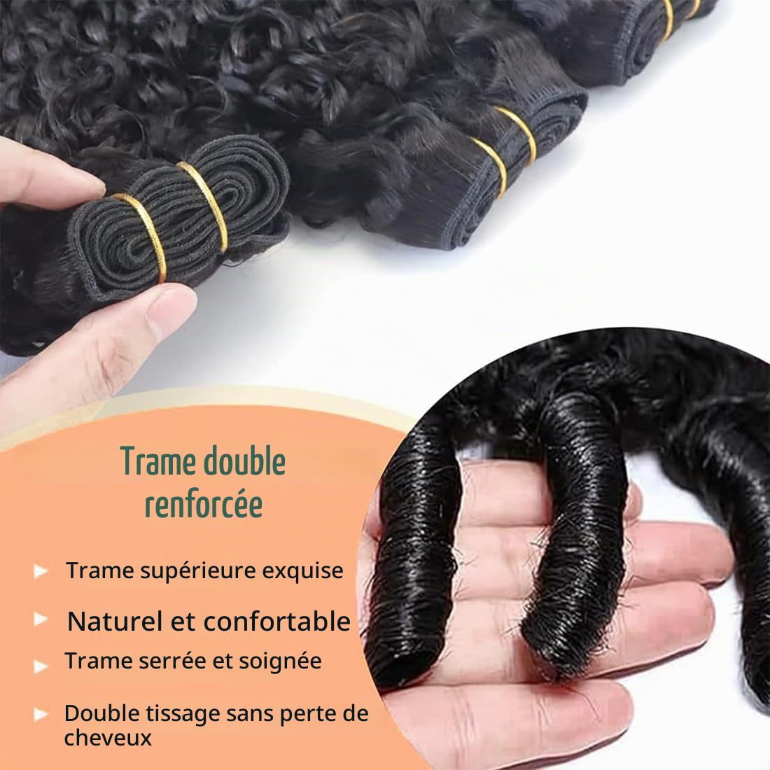 Tissage Naturel Cheveux Humain Burmese Curly Wave Bundles Human Hair Extensions Cheveux Naturel Unprocessed Remy Double Weft 50g/Pcs 3 Bundles Per Pack Couleur Naturelle 28 30 32 Inch
