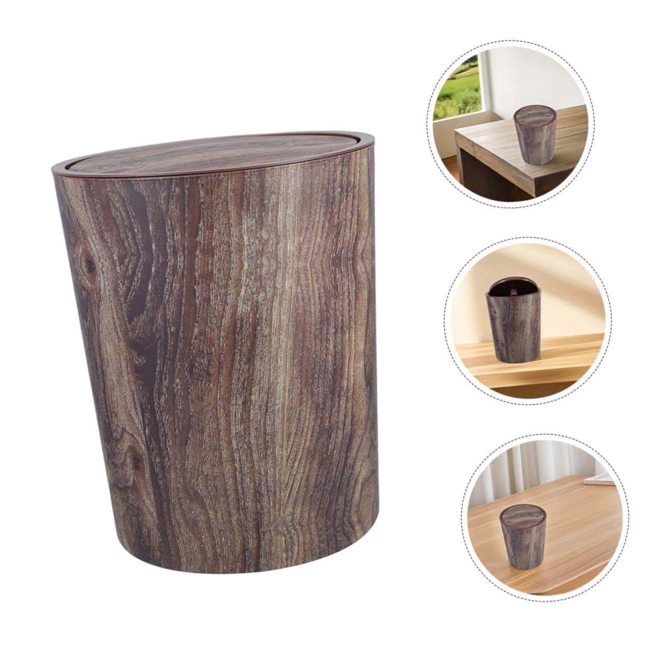 Garneck Cestino per Spazzatura in Stile Fattoria Cestino per Carta Straccia in Plastica Pp Grande Capacità Venatura del Legno per Casa Cucina Ufficio Bagno Camera da Letto