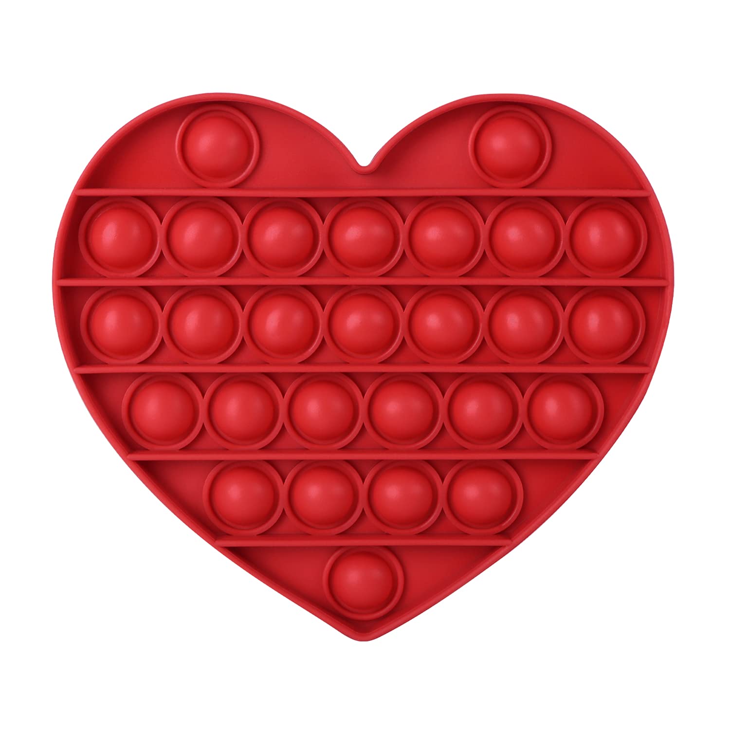 AKUDY Push Pop Bubble Fidget Toy, Sensory Fidget Toys for Kids Adults, One Side Louder Push Bubbles Pop, Fidget Popper Stress Reliever Toys for ADHD Autism Special Needs Fidget Toy (Love Red)