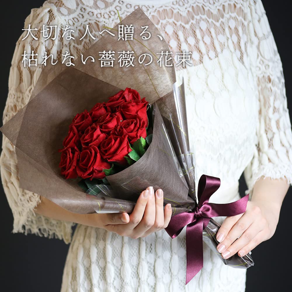 【美品】プロポーズ 高級 プリザーブドフラワー 赤バラ インテリア ギフト 花束 プロポーズ 赤バラ 花束風】枯れない プリザーブドフラワー入り ケース