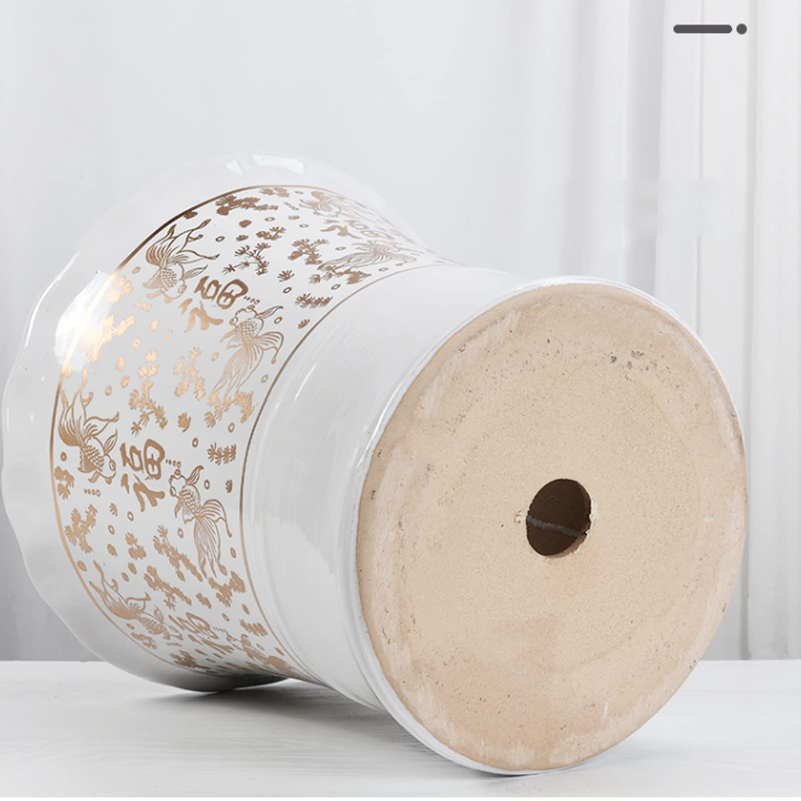 Vasi da Giardino Vasi per fioriere in Ceramica da 13,77 Pollici, Grandi vasi da Fiori con Foro di drenaggio, Stile Cinese con Decorazioni per la casa con Motivo a Pesci Rossi