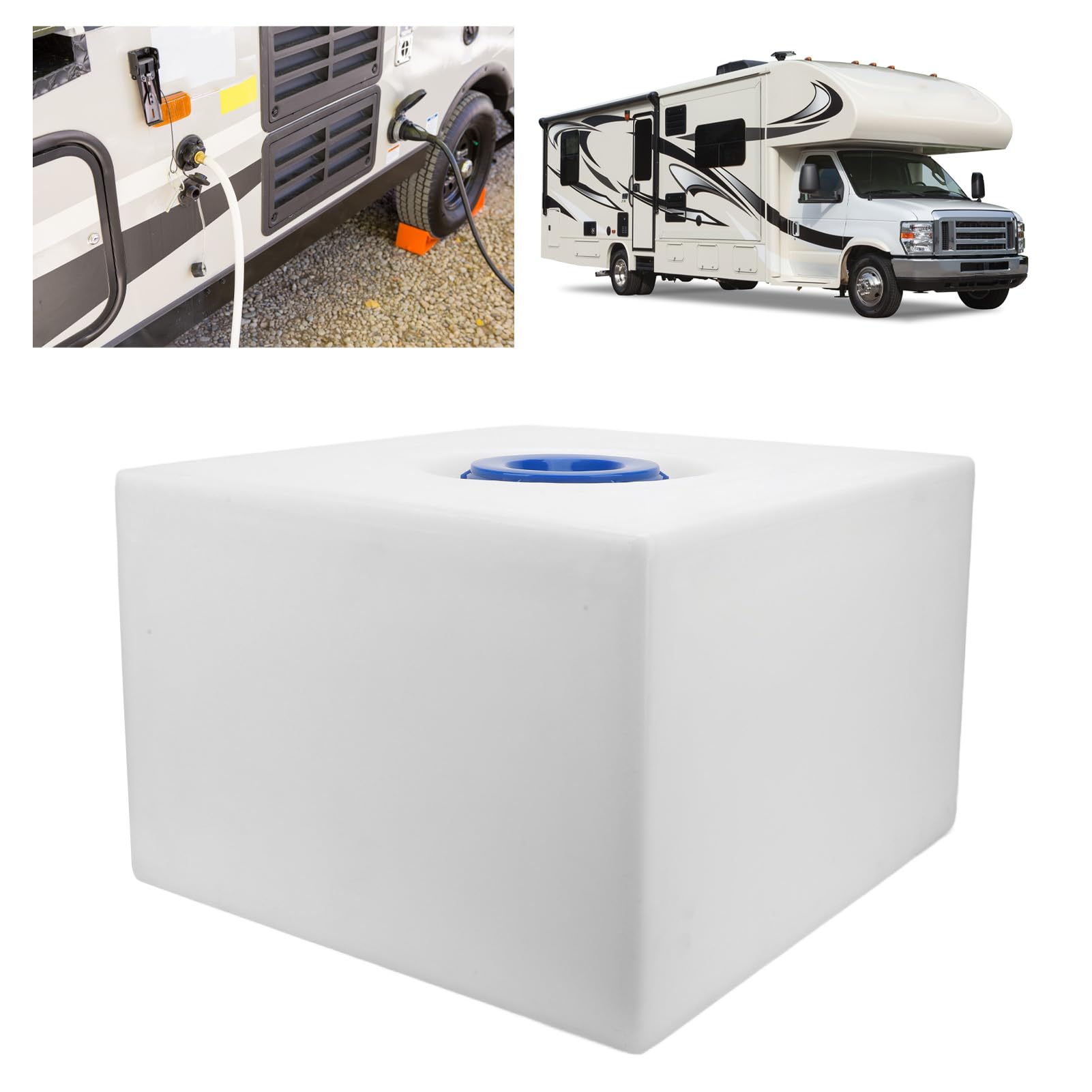 RiToEasysports 90L 24 Gallonen Frischwassertank LLDPE RV-Wasserspeichertank Weithals Auslaufsicheres Einteiliges Geformtes Design 21,06 X 19,49 X 13,39 Zoll für Wohnmobil-Anhänger Boot Yacht