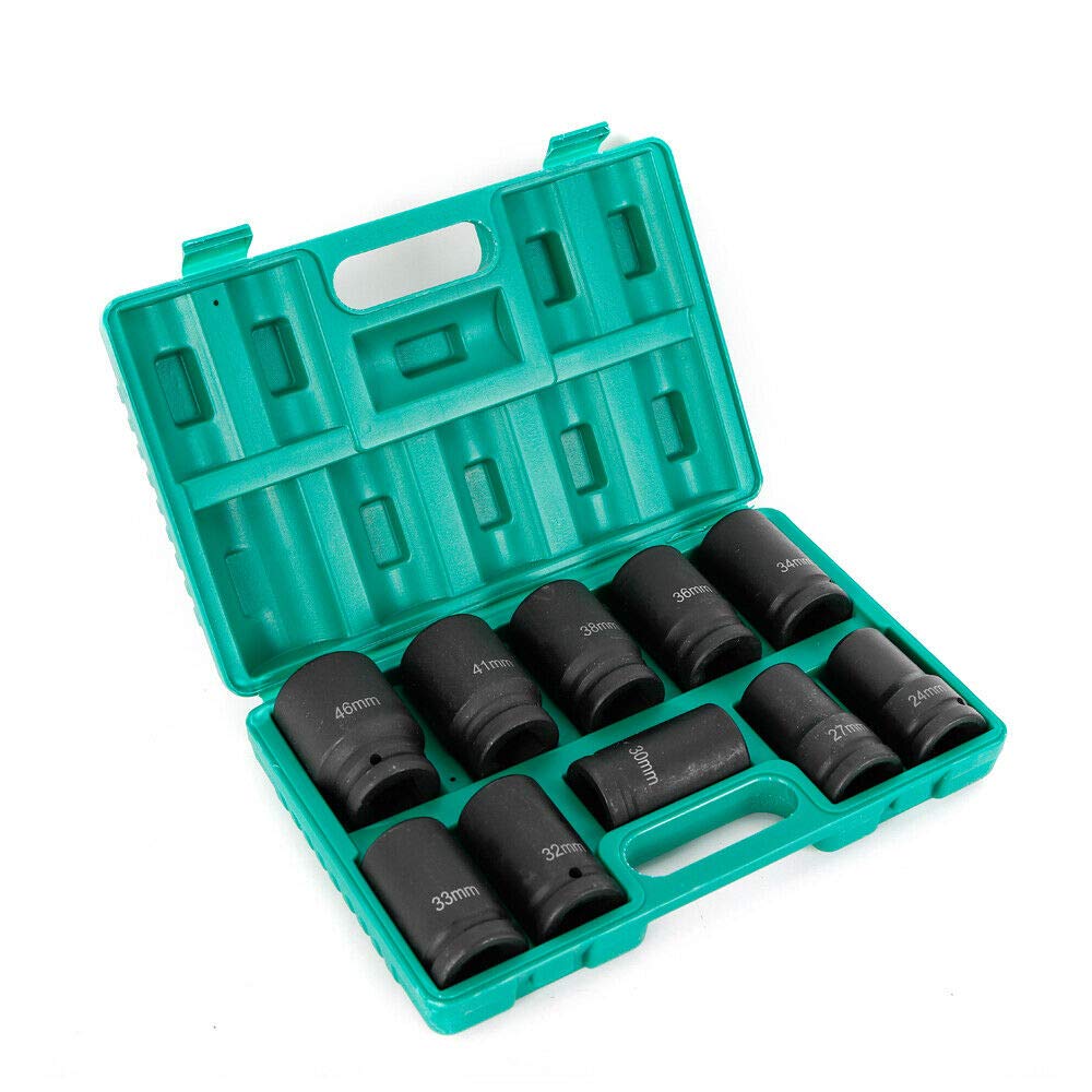 Juego de llaves de vaso hexagonales, 10 piezas, 24-46 mm, acero al cromo molibdeno.
