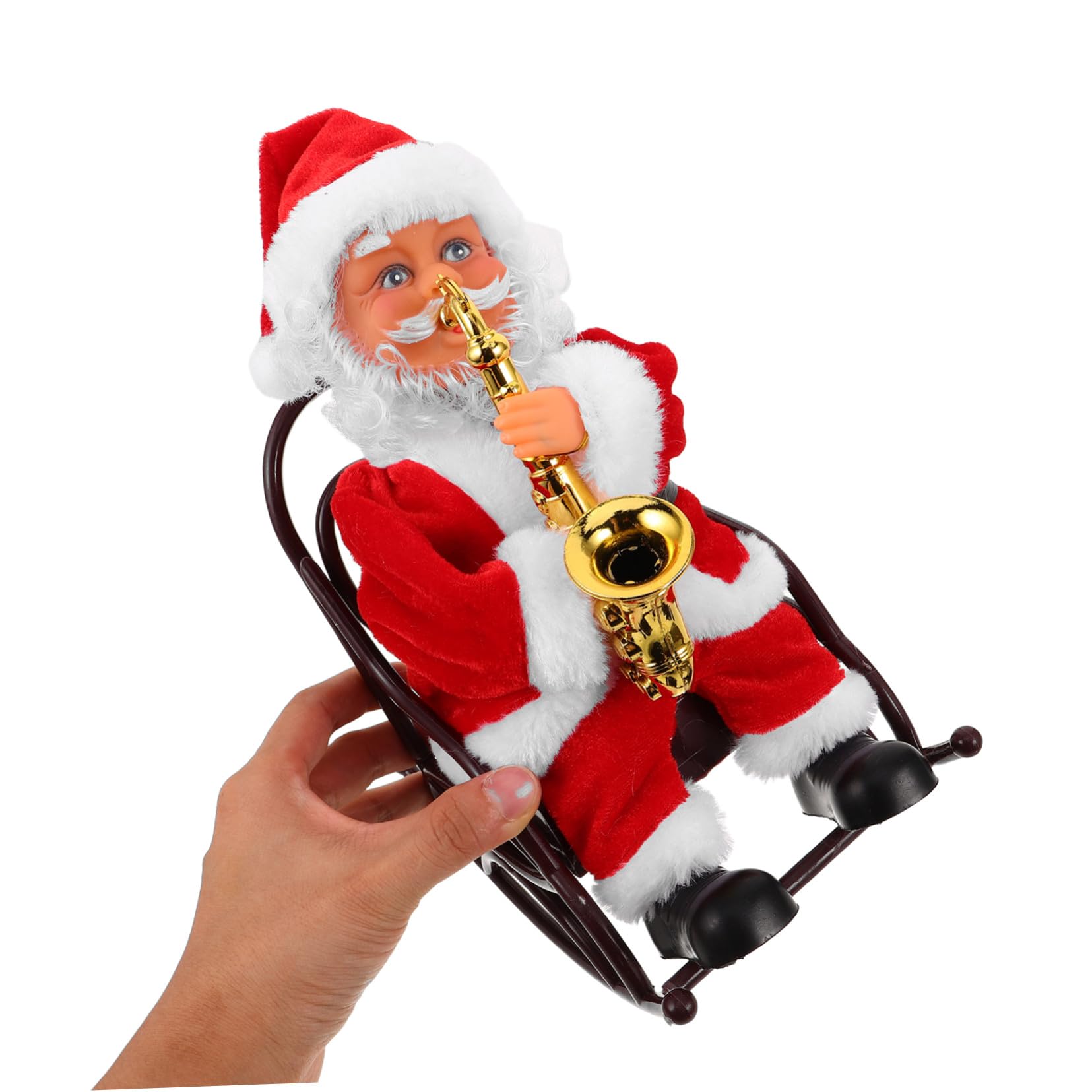 Hemobllo Juguete de Papá Noel Eléctrico con Música y Instrumento Figura Decorativa para Fiestas de Navidad Mediano