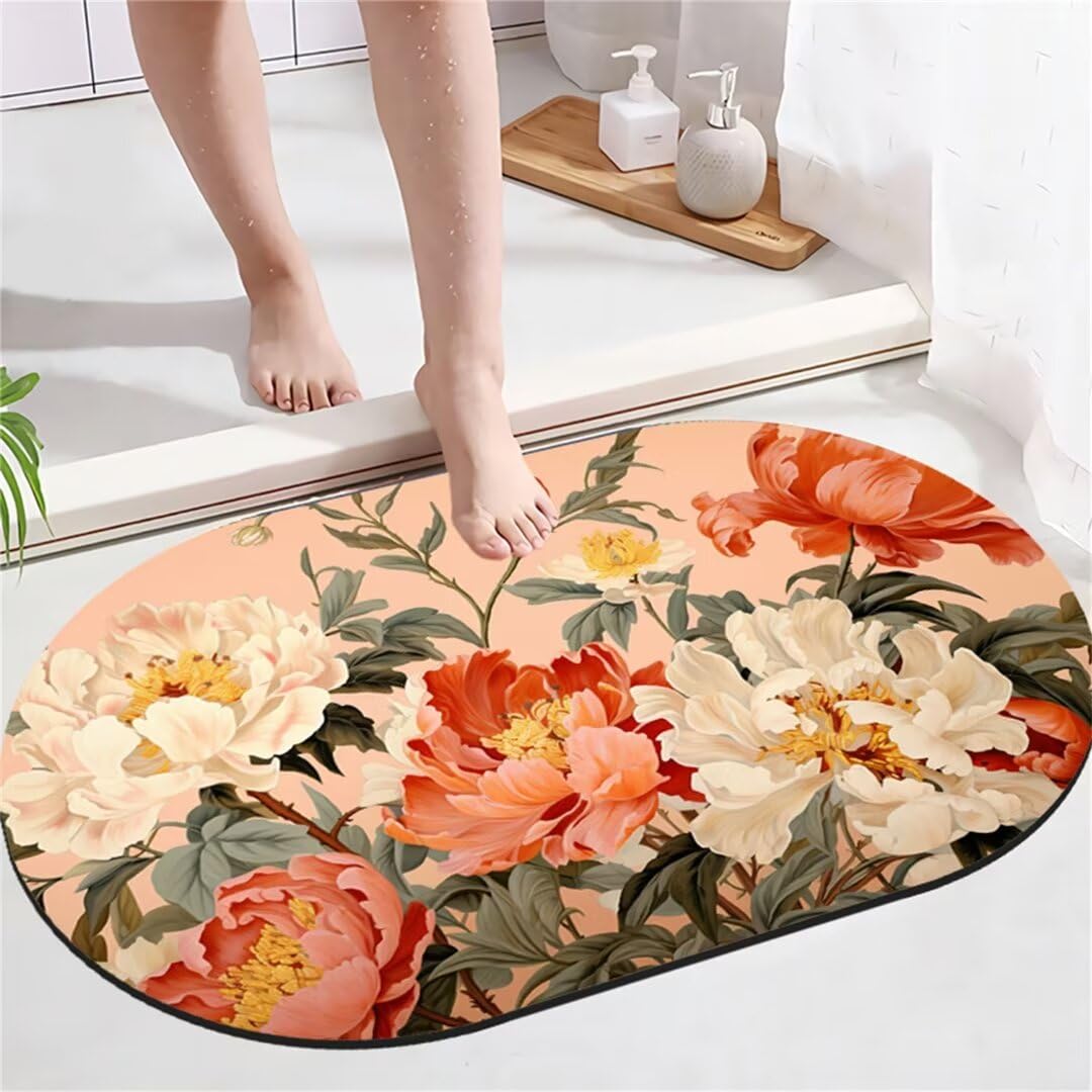 Badezimmerteppich Badematte rutschfest Badematte Badteppich Badvorleger 120x160cm Badematten Badteppiche Duschmatte rutschfest, Duschvorleger Badezimmermatte rutschfest Stein Badematte Red