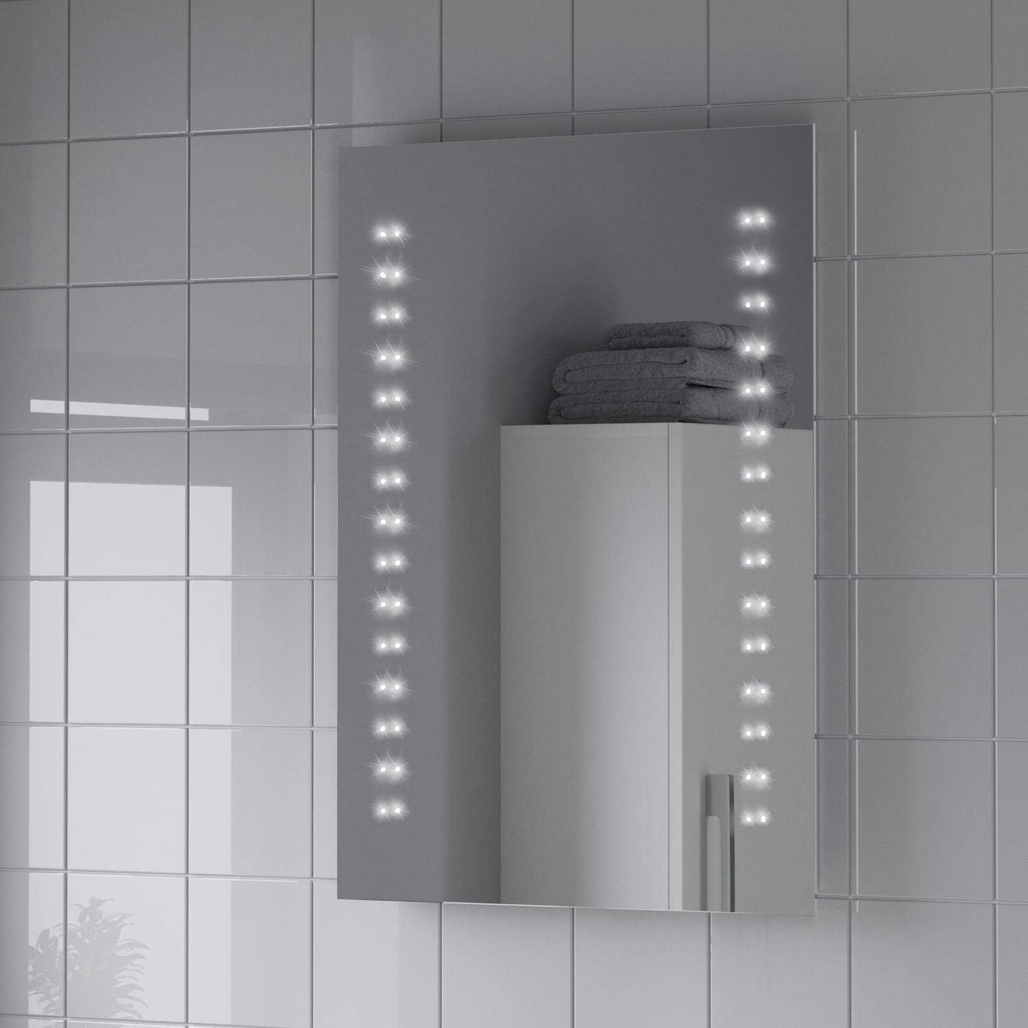 Artis Illuminated LED Bathroom Mirror With Lights Wall Mounted Mirror Flick Switch Battery Powered Modern 500 x 700mm