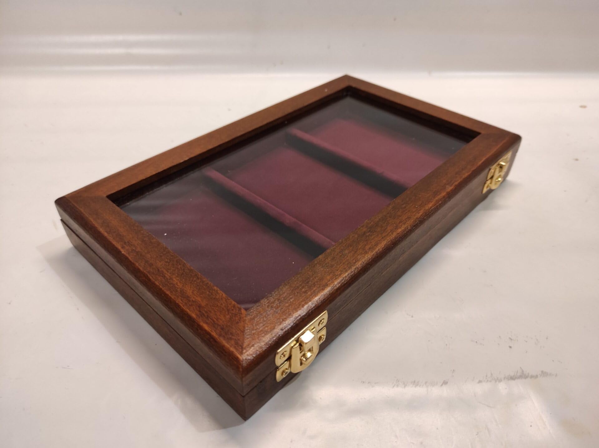 Vitrine médaille Militaire en Bois Massif et Verre, Coffret présentoir Fait Main pour 3 médailles avec Ruban, Velours au Choix, Artisanat Italien