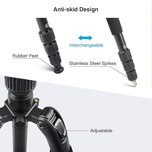 Miniatura 6 de SIRUI Trípode de cámara de video profesional con columna central de dos secciones, capacidad de carga de hasta 33 .1 libras