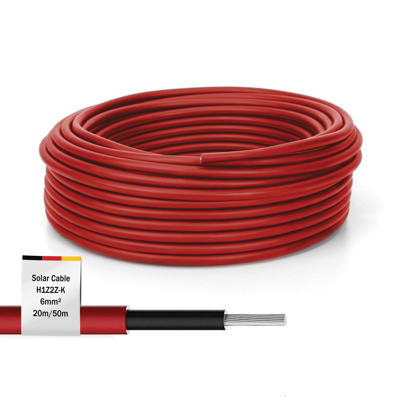 Digitus Solarkabel Installation 50m, 6mm? , Rot, PV-Kabel 1500v Dc, UV-Best?ndig & Wetterfest (dK-Scic6R-0500)