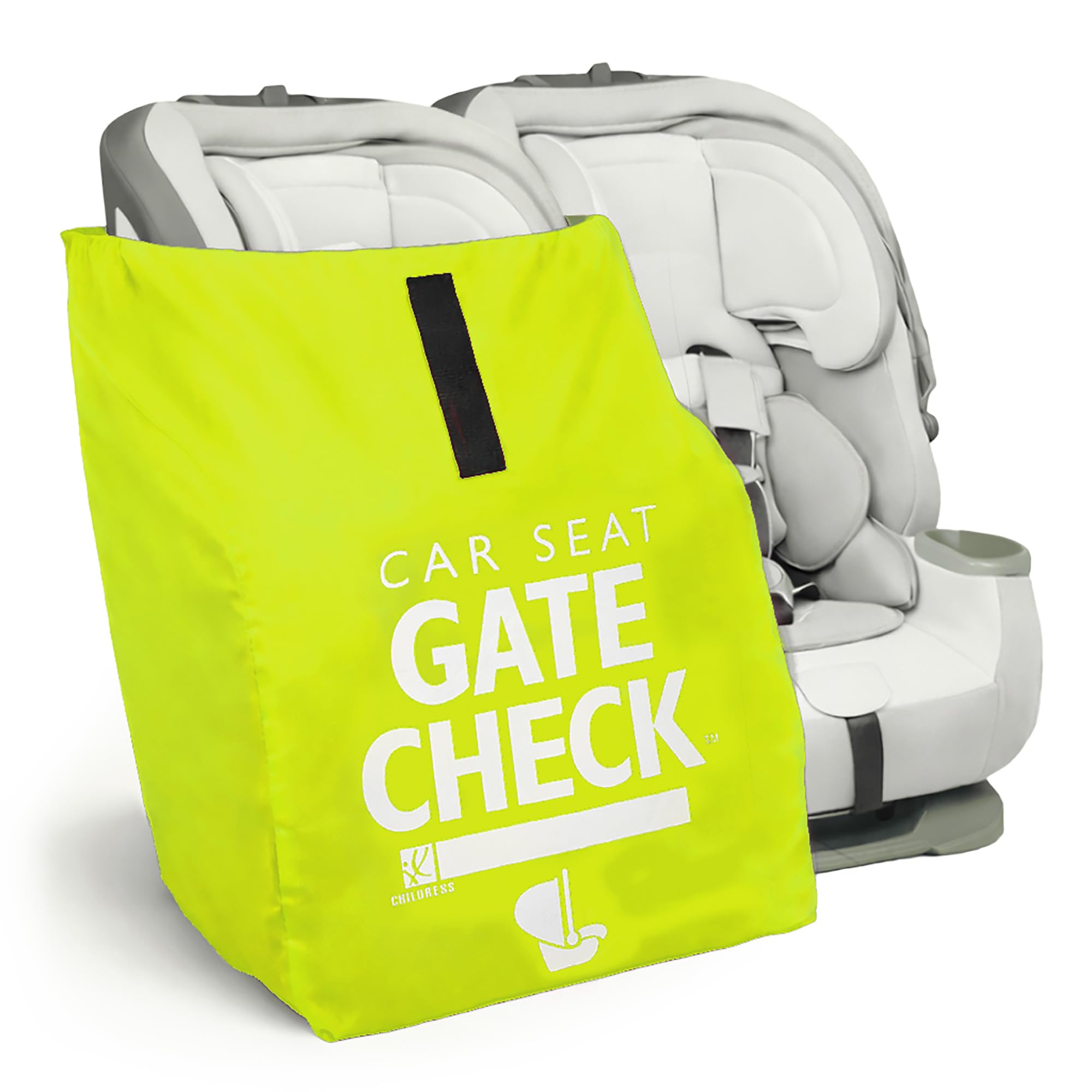 J.L. Childress Gate Check Bag for Car Seats & Infant Carriers, Neon Yellow | AirTag compatible Gate Check Travel Bag keeps ALL baby car seats clean, protected & identifiable when airport gate checking Neon Yellow Original