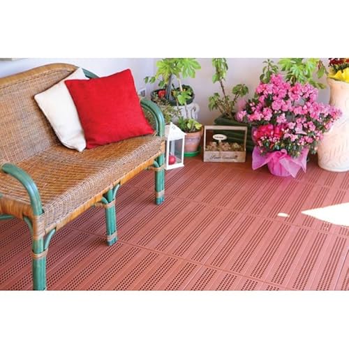 Kunststofffliese für den Außenbereich und den Garten, 60 x 60 cm, gelocht, 4 Stück, entspricht 1,5 m², Farbe grün.