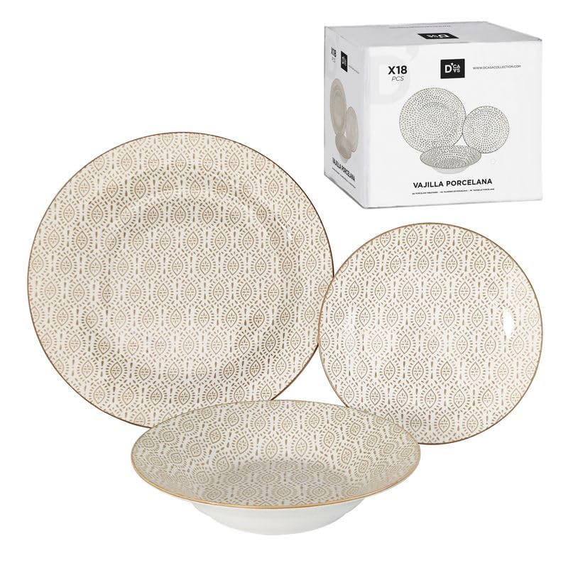 Vajilla de 18 Piezas en Color Mostaza - Juego de Platos, Tazas y Cubiertos