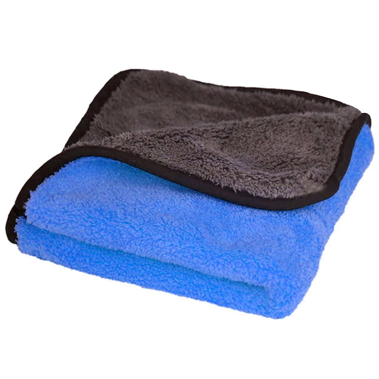 P600 GSM Heavy Microfiber Cloth for Car Cleaning and Detailing, Dual Sided, Extra Thick Plush Microfiber Towel Lint-Free, 600GSM, 40cm x 40cm, (Blue, 1)
