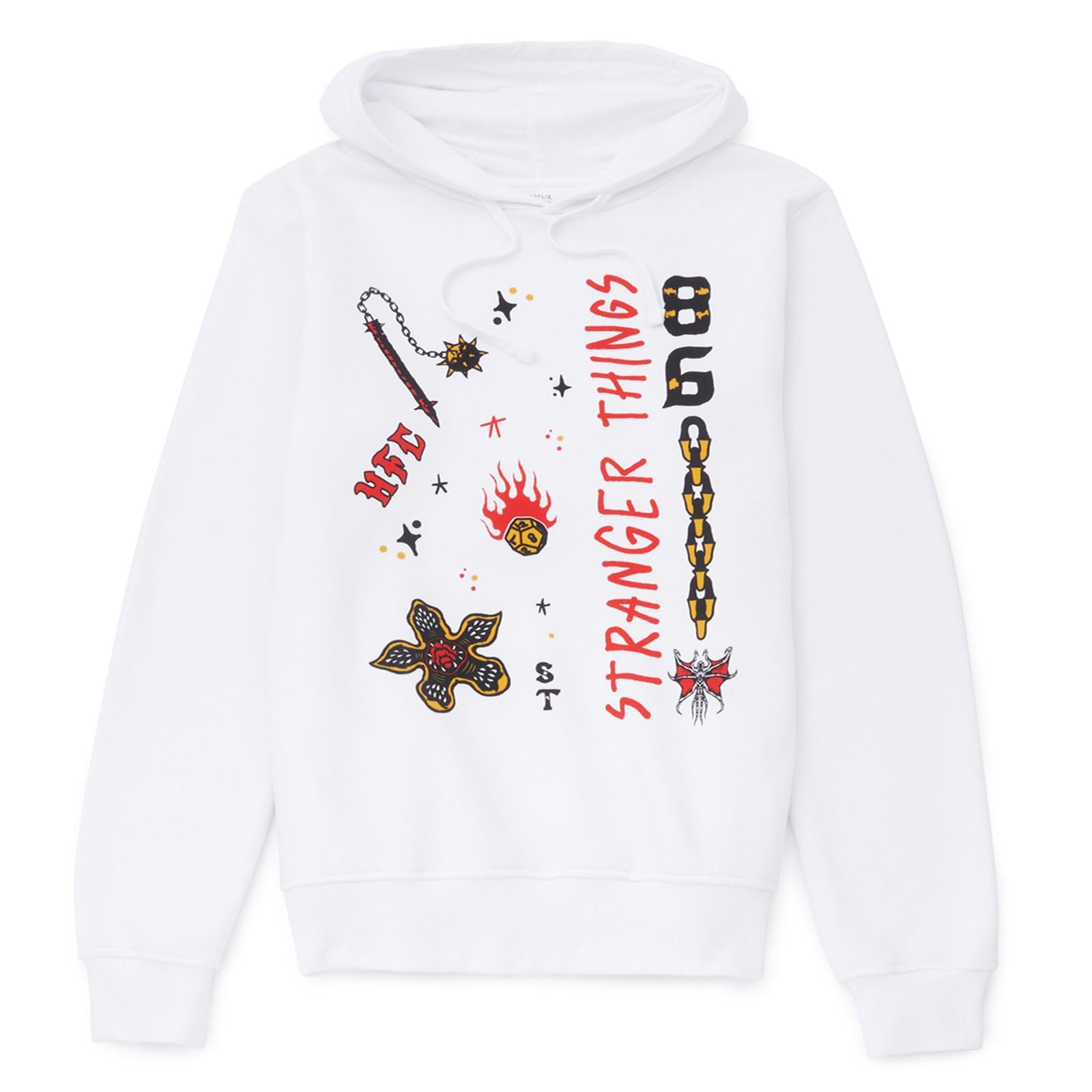 Zavvi Unisex White Official Stranger Things Hellfire Club Flash Hoodie Adults Hoodie - M
