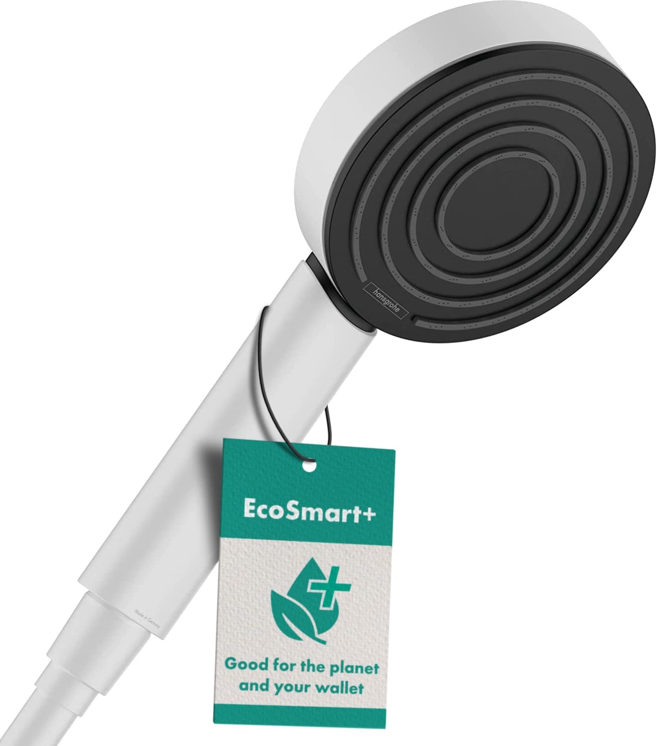 Hansgrohe Matt White Hand Shower Water-Saving Pulsify S, Shower Head 6L/Min (Ecosmart+) 105 Mm With 1 Spray (Powderrain), 24121700