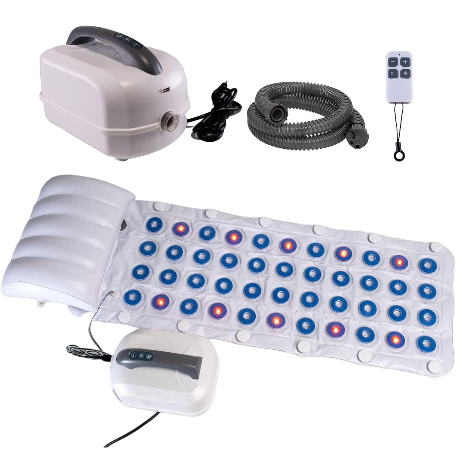 Tappetino massaggiante for bagnoschiuma luce LED telecomando for il relax | Tappetino spa impermeabile for tutto il corpo for una vasca da bagno liscia, regolazione a 6 marce, cuscino gonfiabile