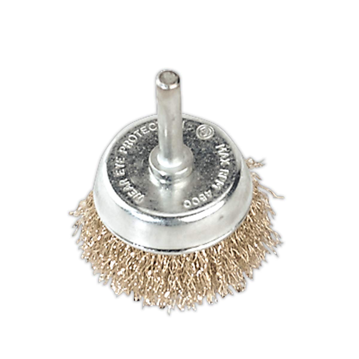 Sealey 50mm Wire Cup Brush With Ø6mm Shaft Crimped Brassed Steel Filaments SCB50