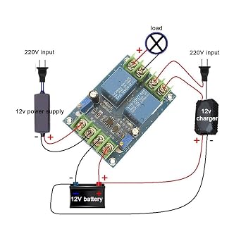 Automatic Power Switch Module YX851 DC12V Emergency Power Supply Charging Controller Automatic Transfer Switch for Power Failure (Plastic)
