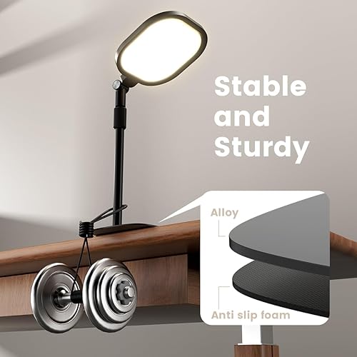 Miniatura 7 de Paquete de 1 luz de videoconferencia de escritorio para reuniones de Zoom, computadora, laptop, trabajo desde casa con luz suave natural, brillo