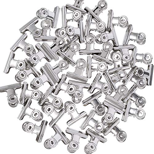 Blulu 1.25 Inch Metal Hinge Clips, Chip Clips Bag Clips Hinge Clamp File Binder Clips for Home Office Supplies, 50 Pack (Silver)