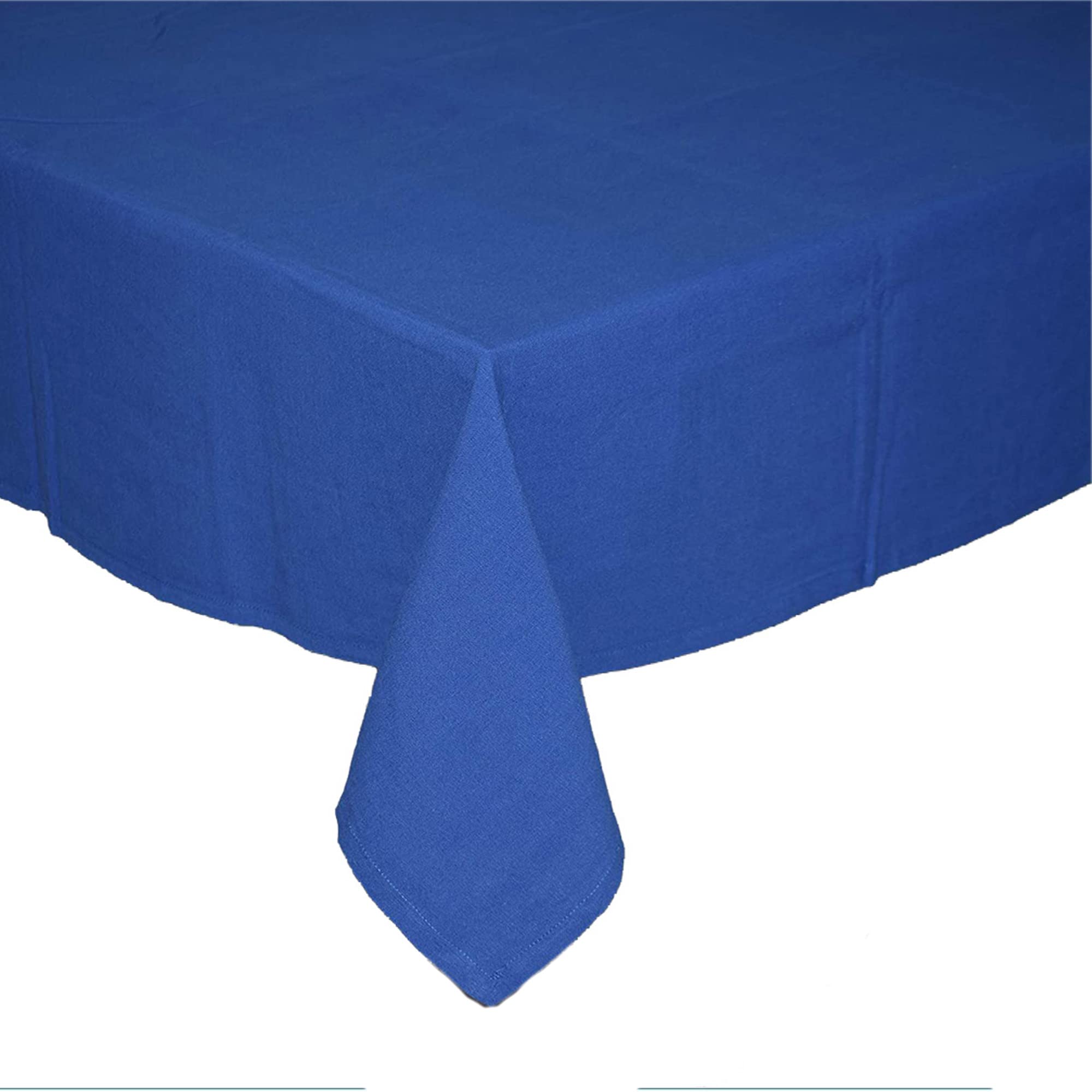 AJS Living Mercerised Fabric Cotton TC Solid Plain Design Rectangle 8 Feet Table Cloth Cover for Home/Office/Hotel Dining Bench, 6-8 Seater, 140 x 240 cm, Blue