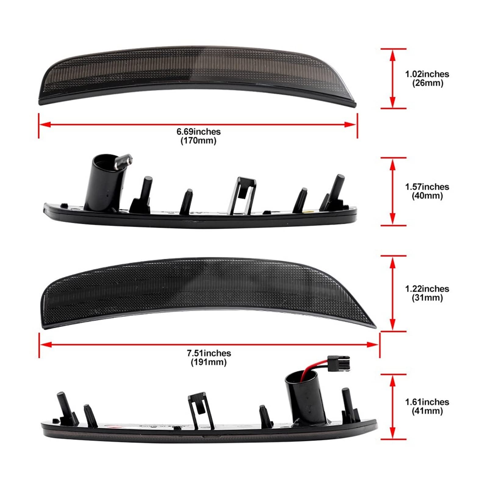 indicatore Luminoso Compatibile con Fiat per 500 Sport 2011 2012 2013 2014 2015 2016 2017 Auto Mudguard Side Marker Indicatori di Direzione OEM: 68136734AA 68136735AA(Smoked Lens)