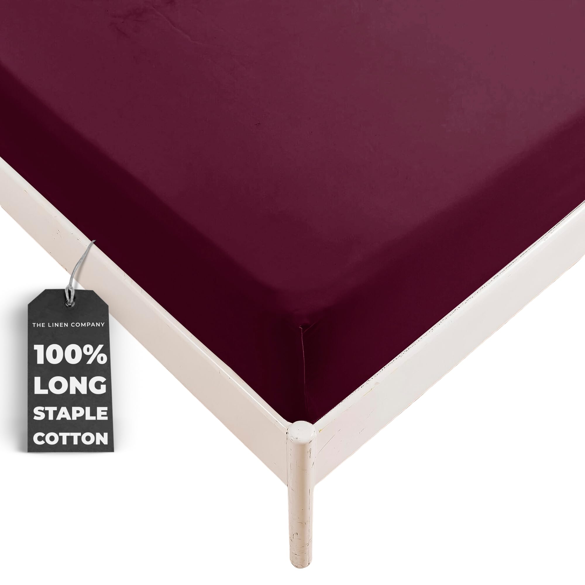 Fitted Bed Sheet Single Size - 300 Thread Count - 1-Piece Solid Fitted Sheet 90x200 cm with Deep Pocket - 100% Long Staple Cotton, Sateen Single Bed Sheet - Double-Elastic Bedsheet Single Size