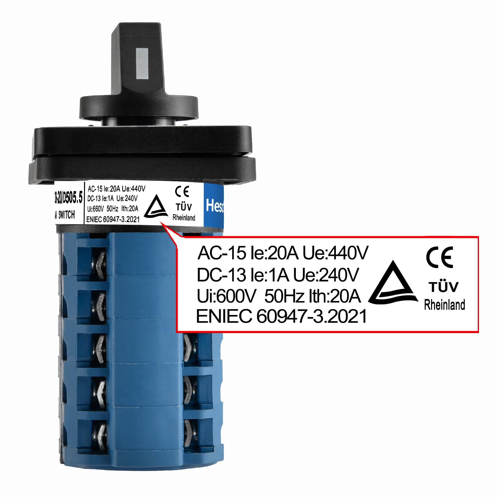 Commutatore Rotativo 20A 660V - 4 Posizioni, 8 Terminali, Per Controllo Motori E Circuiti - Foto 4