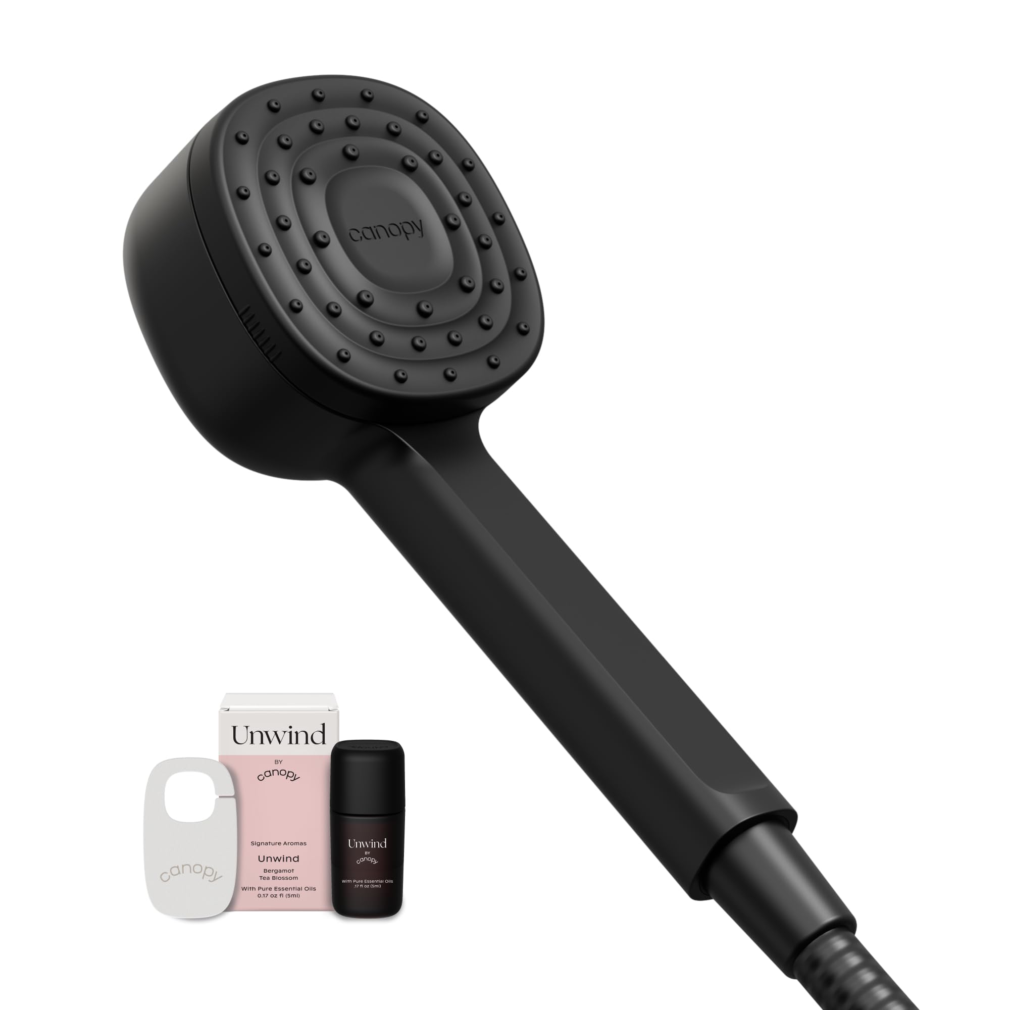 Canopy Handheld Filtered Shower Head & Scalp Massager - High Pressure Shower Head Filter for Hard Water - Reduce Impurities for Healthier Scalp, Skin & Hair - Hair Growth - Black