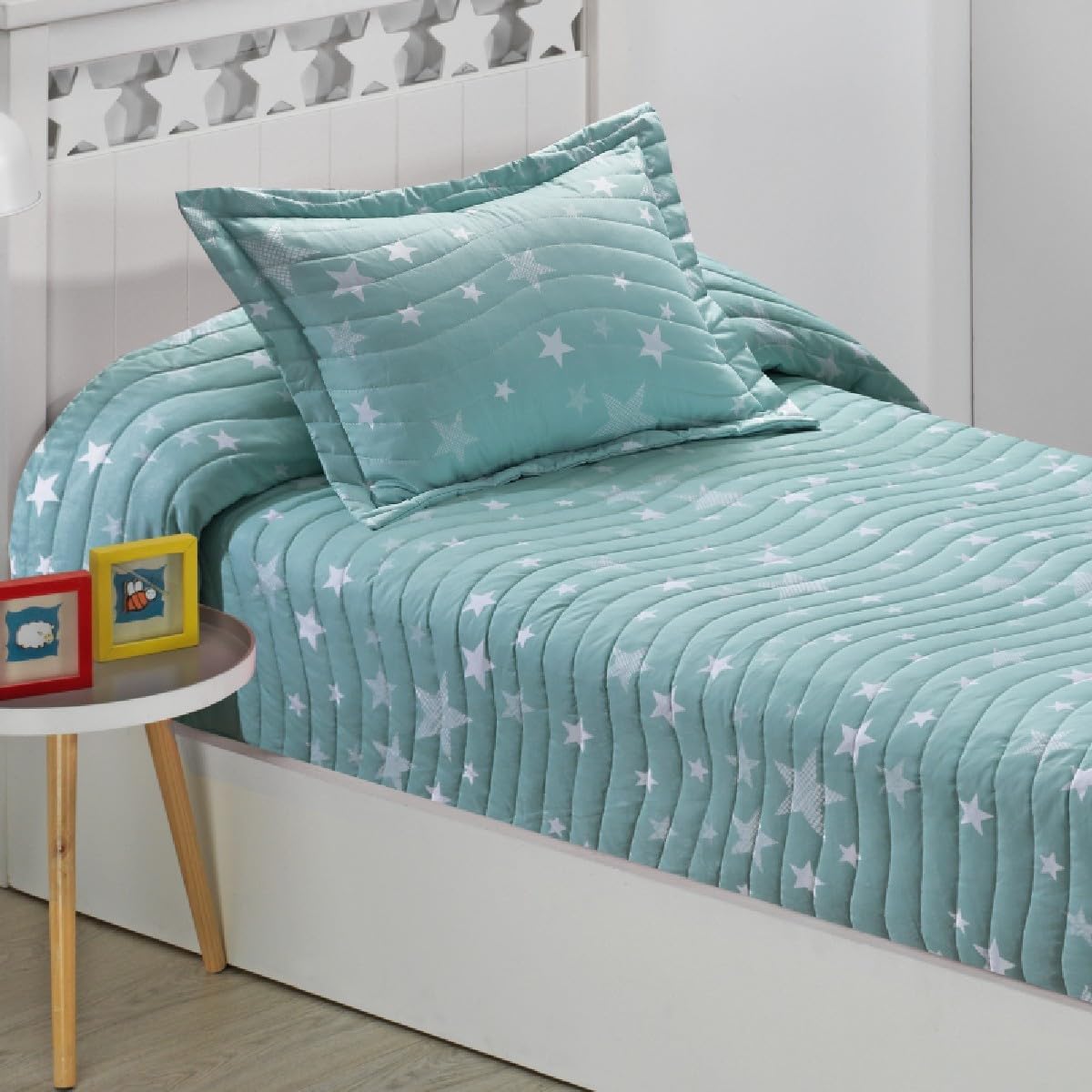 Colcha Bouti Ajustable Cama Nido Infantil y Juvenil de Verano Estrellas Agua Color Único Talla Cama 90