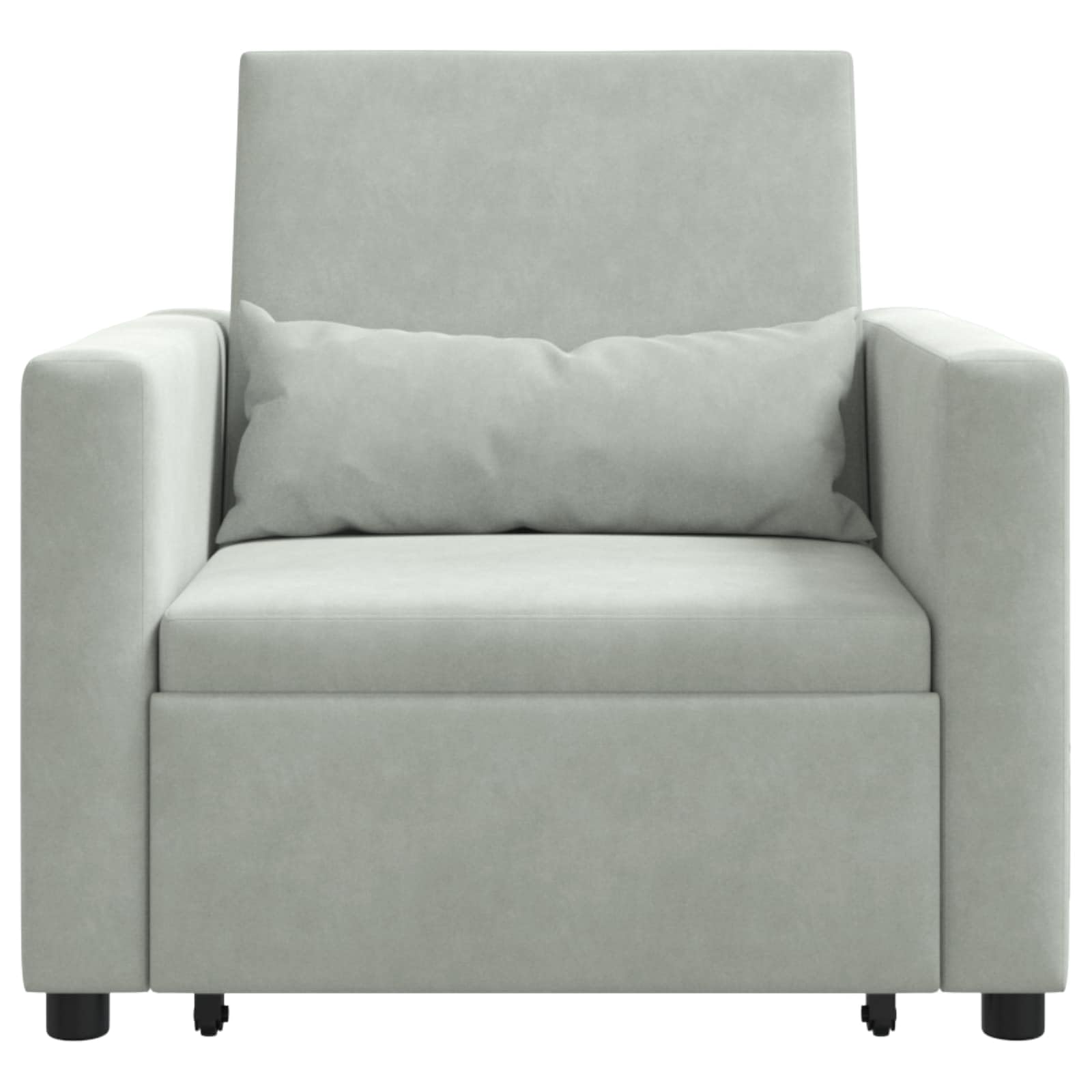 Sofa rozkładana pojedyncza z jasnoszarym aksamitem, funkcjonalna sofa 3 w 1, łóżko dla gości, do salonu, regulowane oparcie, 165 x 90 x 87 cm