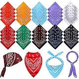 40 Pcs Multi Purpose Bandana Gift Sets Paisley Bandanas Bulk Colored Headbands Pack Polyester Head Wraps Scarf Wristbands (Mixed Colors)
