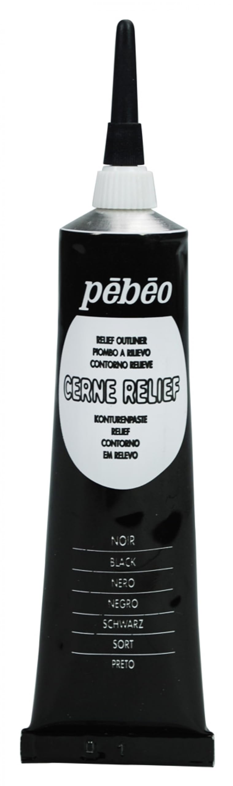 PEBEOVitrail, Cerne Relief Dimensional Paint, 37 ml Tube with Nozzle - Black, Packaging may vary, 1.25 Fl Oz (Pack of 1)