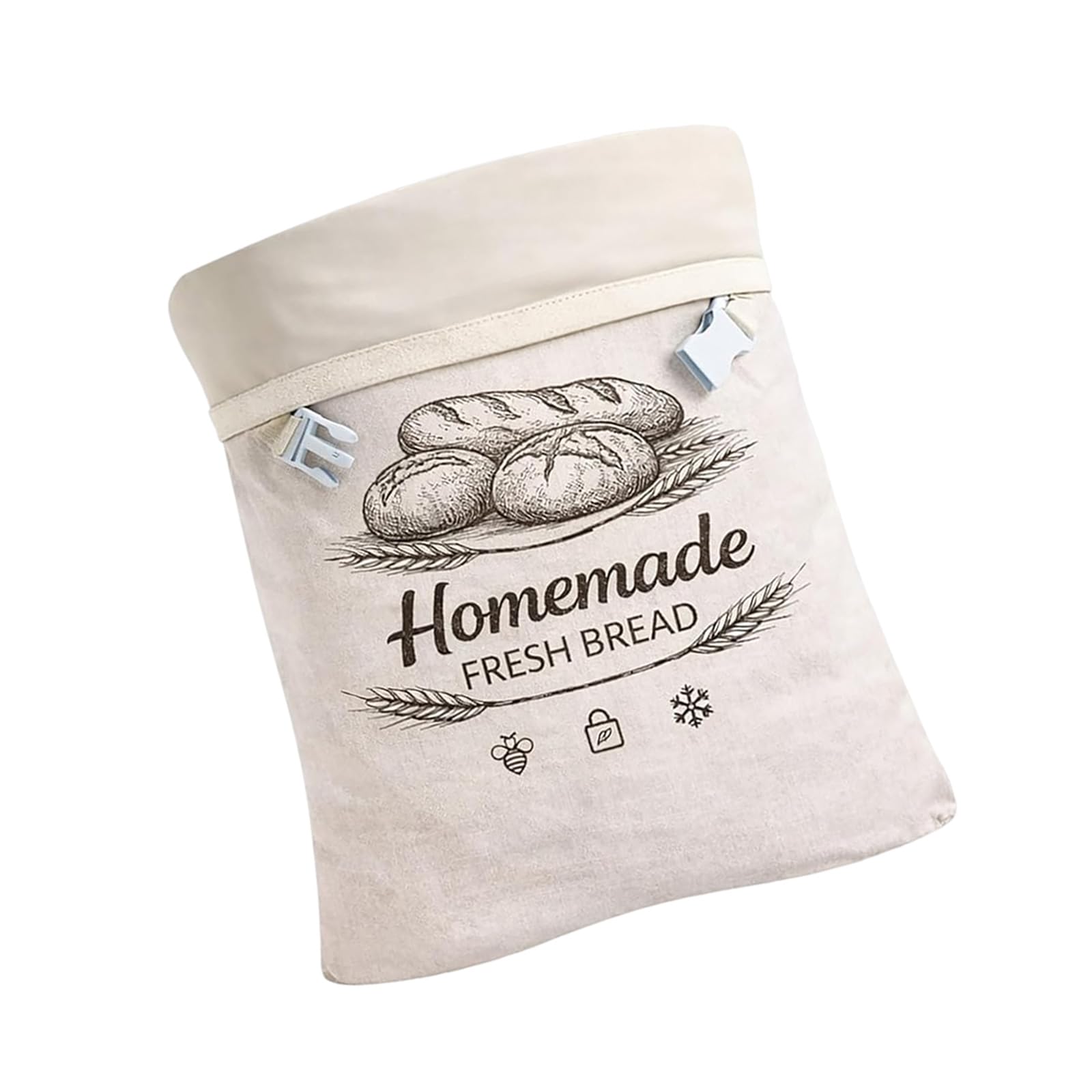 Bread Storage Bag Cotton Coated Keeper with Clip Closure for Countertop Fridge Freezer Baking Kitchen Loaf Storage Pouch Bakery Bread Organizer Sourdough Keeper Cover Pastry Holder