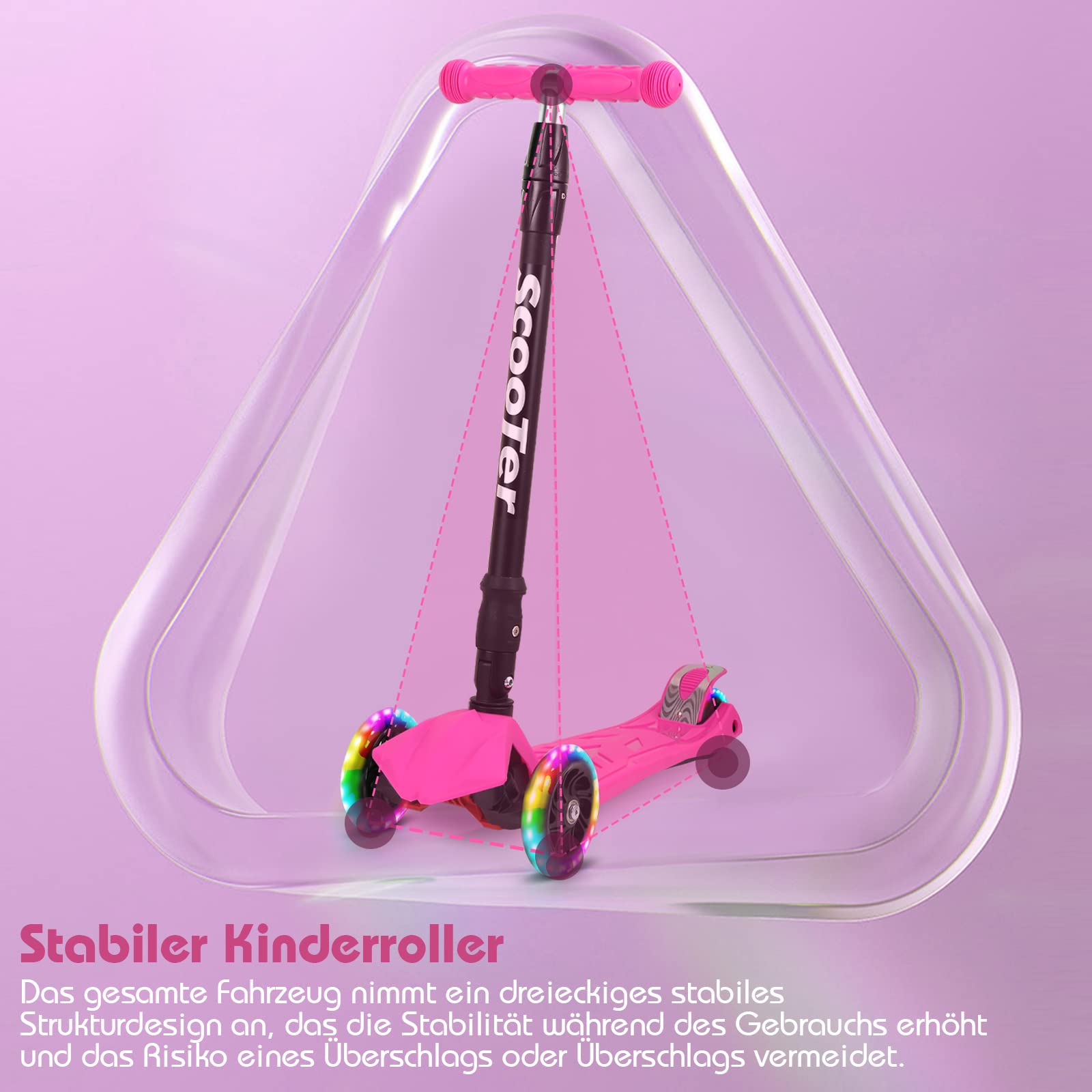 Patinete Infantil Fiqops Con Ruedas LED Y Altura Ajustable – 4 Niveles Para Niños De 3 A 12 Años – Plegable Y Fácil De Manejar