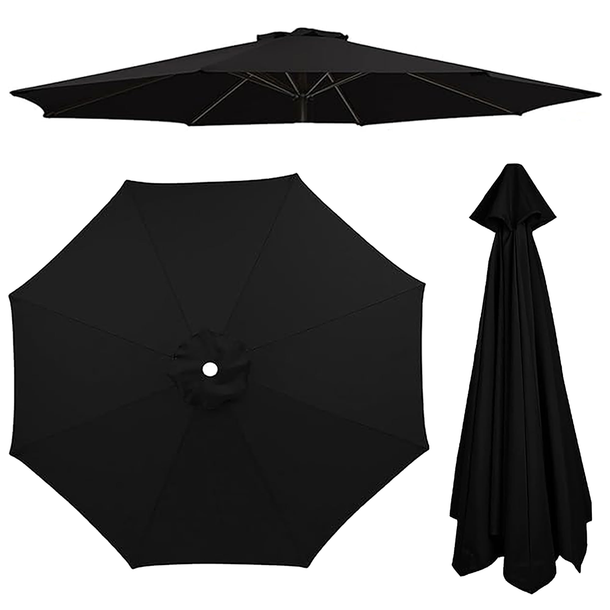 Qivstxug Replacement Canopy for Patio Umbrella, 6/8 Ribs Cantilever Umbrella Fabric, Waterproof Parasol Cover, Garden Parasol Cloth, Replacement Parasol Canopy Sun Umbrella Replacement Cloth Black — image 1