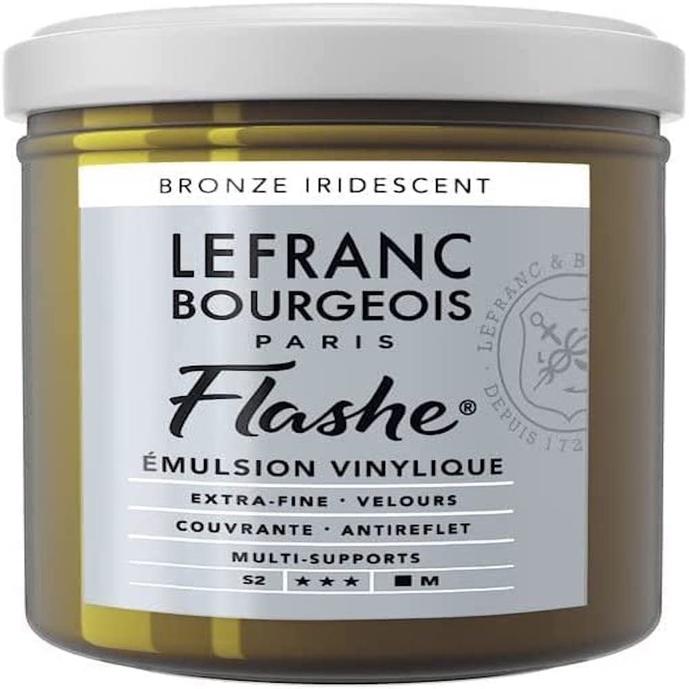 Lefranc Bourgeois Flashe, Extra-Fine Acrylic Vinyl Emulsion, Artists Quality, Bronze Iridescent, 125ml Pot