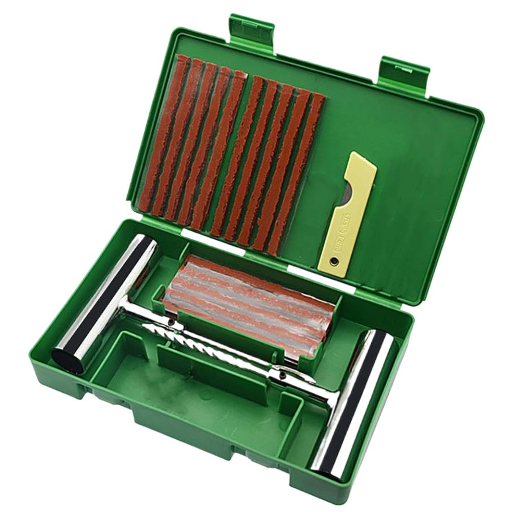 Kit di riparazione pneumatici per auto Kit di riparazione pneumatici tubeless per moto da 35 pezzi con set di guarnizioni per riparazione forature pneumatici con strisce di gomma(50 SETS)