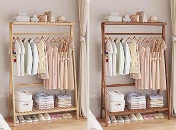 Amazon | XSONGANG ワードローブ 木製 ハンガーラック コート