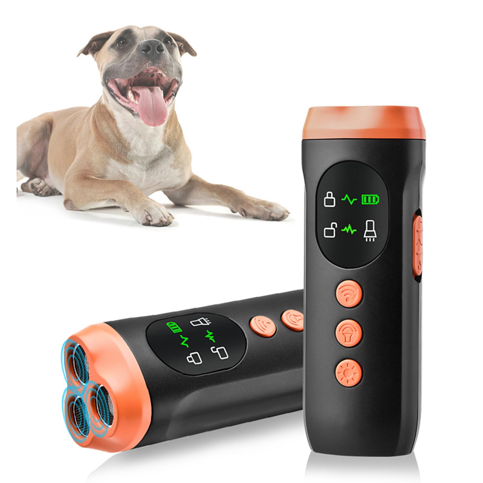FYKTIK Bark Shield for Dogs, Dog Barking Deterrent Devices with LED Flashlight & HD Display, Anti Barking Device for Dogs & Cats, Portable Ultrasonic Dog Repeller for Indoor Outdoor (2PCS C)